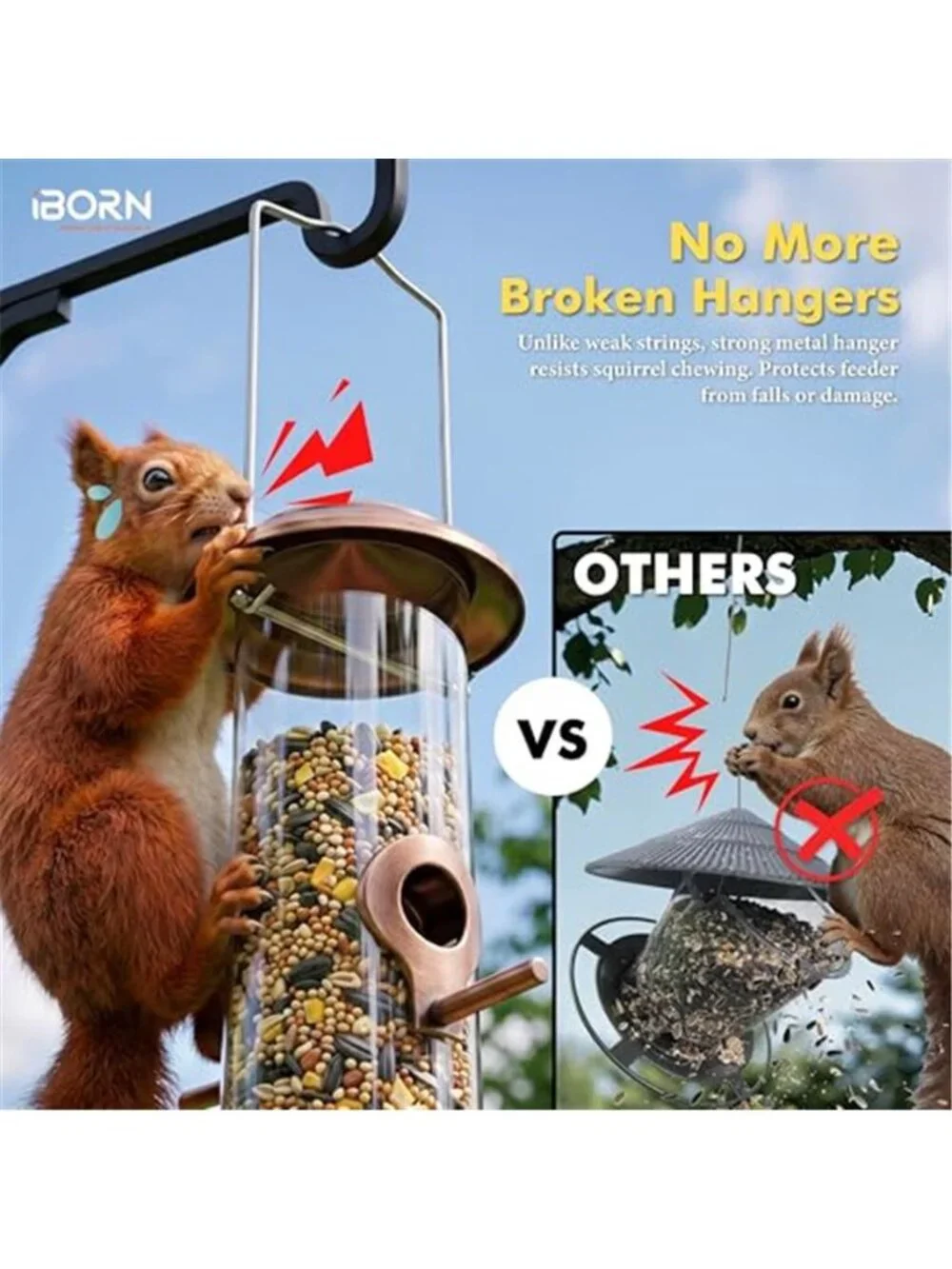 New Metal Bird Feeders Brushed Copper Wild Bird Feeder for Outdoors Hanging